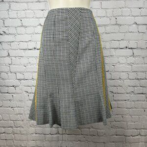 Womyn Made In US Wool Blue Yellow Plaid Fit Flare Zip Up Lined Midi Skirt Size 6